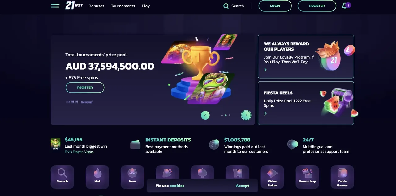 21bit Casino interface
