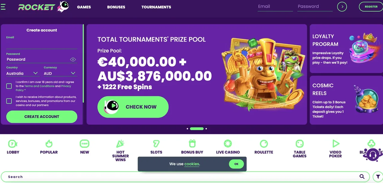 Rocket Casino interface