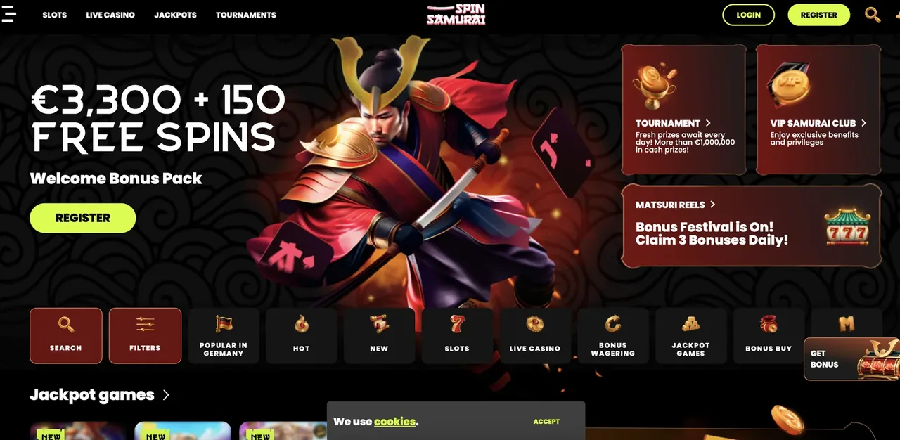 SpinSamurai Casino interface