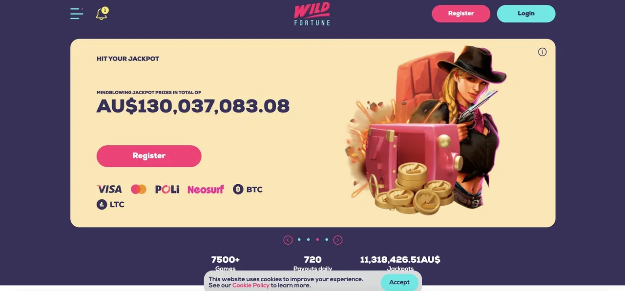 WildFortune Casino interface